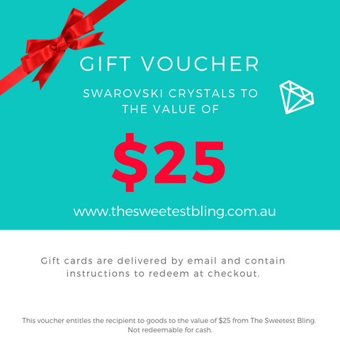 gift card, gift voucher, bling voucher, bling gift, Swarovski gift card, crystal gift card,