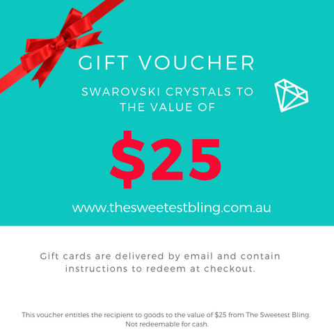 gift card, gift voucher, bling voucher, bling gift, Swarovski gift card, crystal gift card, 