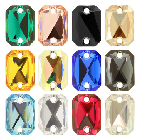 Austrian Crystal - SEW ON STONES - Article 3252 - 20 x 14 mm - EMERALD CUT - Multiple colours
