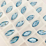 Austrian Crystal - No Hotfix - Article 2201 - MARQUISE - AQUAMARINE - 14 x 6 mm