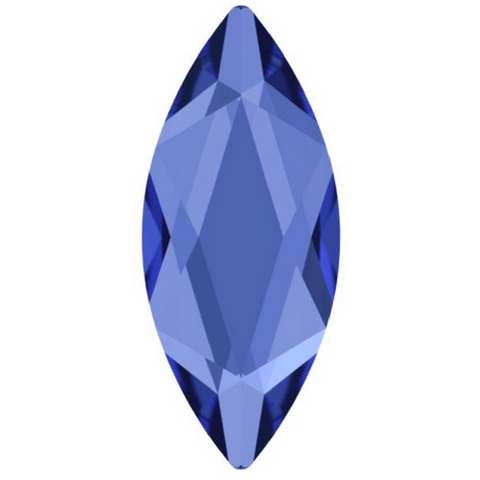 stock image of Sapphire coloured flat back stone from Swarovski crystal elements marquise cut