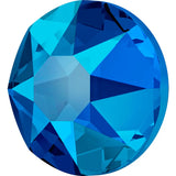 Large cobalt blue round faceted crystal rhinestone, close-up