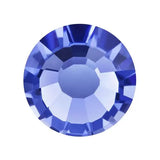Blue-violet round crystal chaton, faceted glass with reflective facets