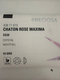 Crystal chaton packaging card showing Nightfall finish and size details