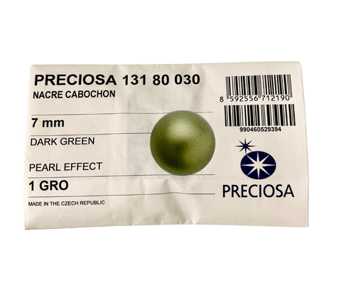Preciosa® Crystal - Bulk 144 pieces (1 gross) - No Hotfix - Nacre Pearls - Cabochon - Pearl effect Dark Green - 7mm