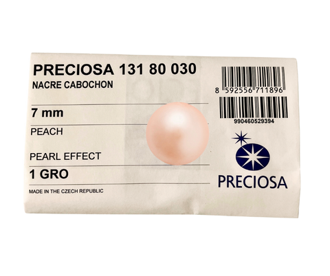Preciosa® Crystal - Bulk 144 pieces (1 gross) - No Hotfix - Nacre Pearls - Cabochon - Pearl effect Peach - 7 mm