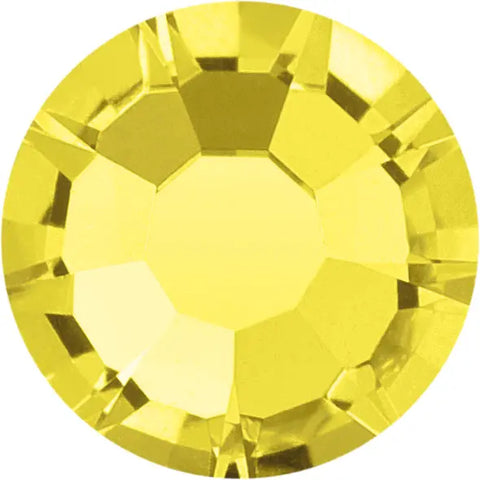 Citrine yellow round crystal rhinestone, faceted surface, no hotfix, single piece