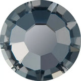 Faceted round crystal chaton in dark navy-gray with high sparkle facets
