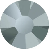 Round faceted crystal chaton, metallic grey, no hotfix backing