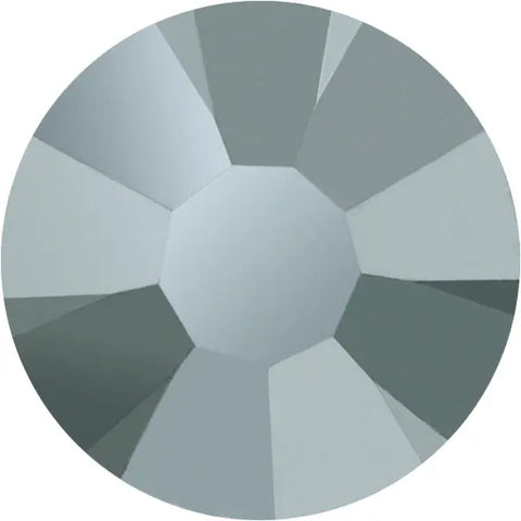 Round faceted crystal chaton, metallic grey, no hotfix backing