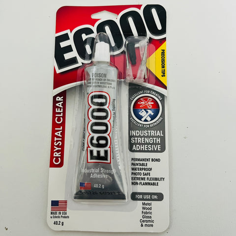 E6000 Glue - Industrial Strength Adhesive - 40.2 grams - Clear - Permanent Bond - Made in USA