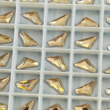 Triangle cut crystal beads, crystal gold golden shadow, in plastic organizer cells