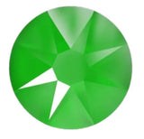 Swarovski article 2088 XIRIUS Rose, no hotfix, single stone, Electric Green on white background showing star facet pattern up close