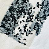Hotfix navette cabochon crystal mix, black and light gray teardrop ovals