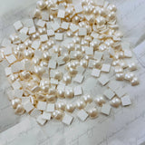 Cream pearl square hotfix crystals, scattered cabochons for embellishment