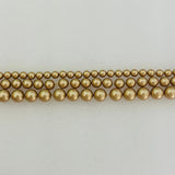 Swarovski round pearl beads strand, vintage gold finish, glossy spheres