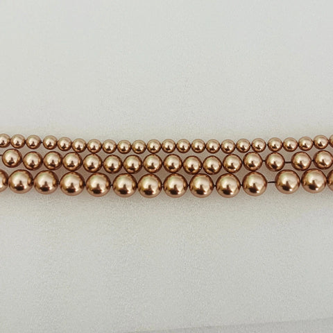 Swarovski crystal pearl beads strand with rose gold pearl finish, round 5810 beads
