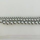 Crystal pearl bead strand in light grey, round bead rows