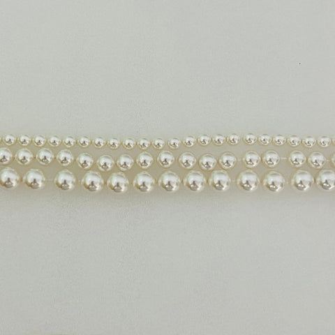 Swarovski crystal pearl beads strand, round white pearl look beads with clear sparkle