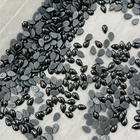 swarovski crystal hot fix pearls cabochons jet hematite teardrop drop pear shape small