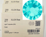 Austrian Crystal - No Hotfix - Article 2058 - LIGHT TURQUOISE - SS5, SS7, SS9 - BULK PACK BUNDLE