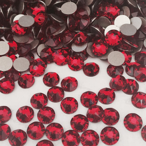 actual photo of Siam red crystals from Swarovski Elements deep blood red