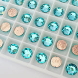 light turquoise faceted round flat backs crystals rhinestones diamantes blue green ocean like
