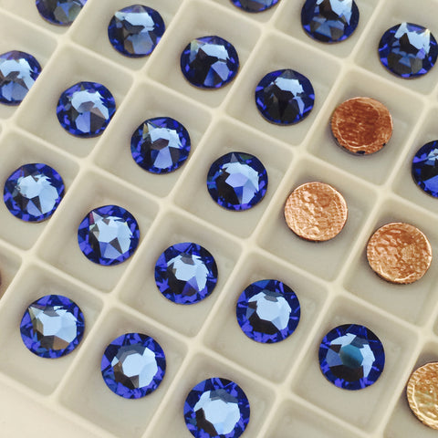 Swarovski Crystals Sapphire Blue glue on stones gems flat backs rhinestones diamantes dancing hotfix iron on
