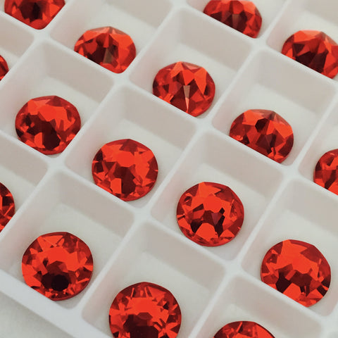 actual photo of Swarovski flat backs in Light Siam red colour