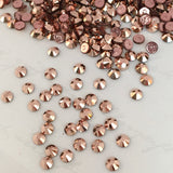 actual photo of heat applied Swarovski Crystals in Rose Gold colour small sizes