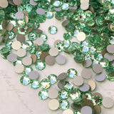 actual photo of pale green Chrysolite rhinestones manufactured by Swarovski Elements