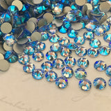 real photo of the new special effect colour Crystals from Swarovski Light Sapphire Shimmer a pale blue with coating