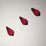 actual photo of Swarovski Crystal Article 6000 drop pendants in dark red Siam colour