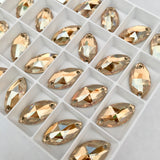 actual photo of statement sew on stones from Swarovski components in golden shadow a lovely golden glow