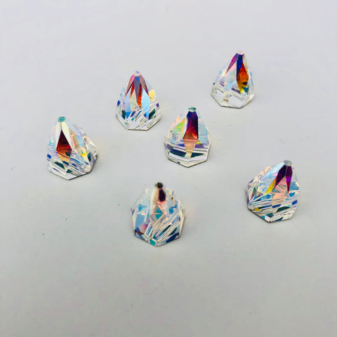 Austrian Crystal - Sew-on Stone - Article 3297 - ROUND SPIKE - CRYSTAL AB - 10 mm