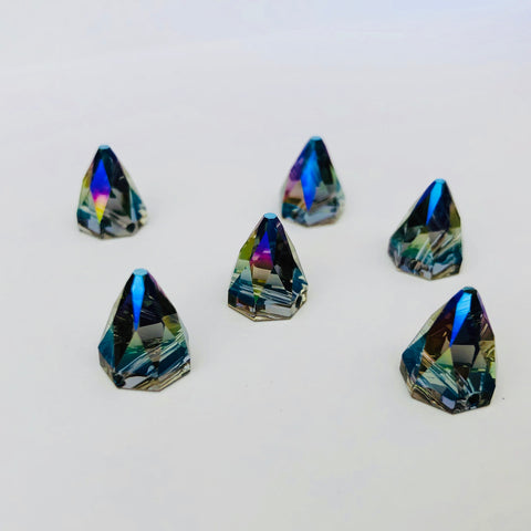 Austrian Crystal - Sew-on Stone - Article 3297 - ROUND SPIKE - BLACK DIAMOND SHIMMER - 10 mm