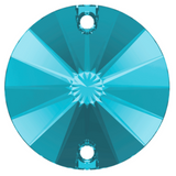Swarovski Crystal stock image of article 3200 Rivoli round sew on feature stones in Aquamarine