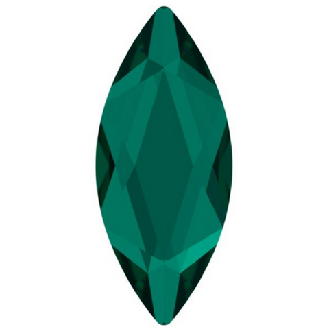 stock image of emerald green swarovski stone marquise cut
