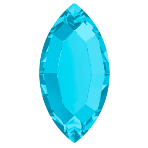 stock image of Swarovski Crystal article 2200 Navette Flat Back in Aquamarine blue