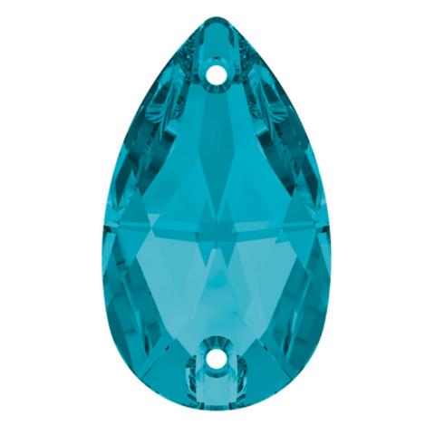 stock photo of article 3230 swarovski crystal sew on drop in aqua blue